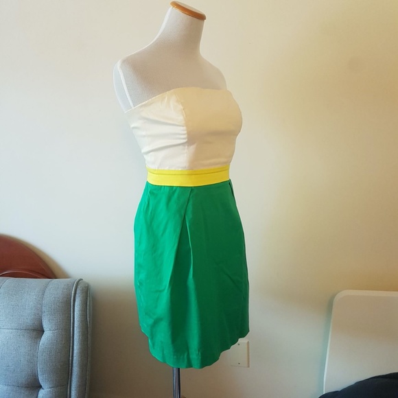 French Connection Colourblock Strapless Dress with Pockets! - Size 6 - Picture 2 of 11